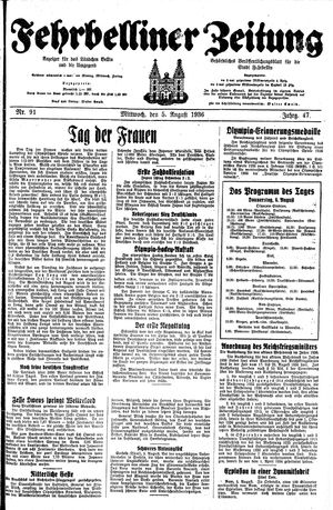 Fehrbelliner Zeitung vom 05.08.1936