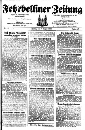 Fehrbelliner Zeitung vom 07.08.1936