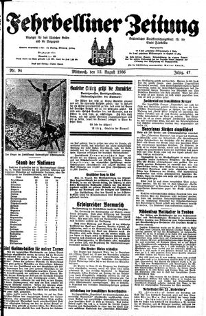 Fehrbelliner Zeitung vom 12.08.1936