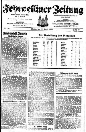 Fehrbelliner Zeitung vom 17.08.1936
