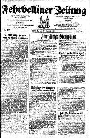 Fehrbelliner Zeitung vom 26.08.1936