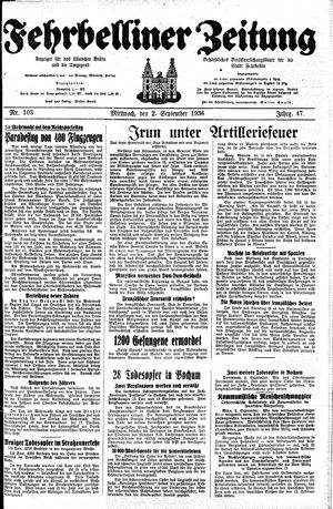 Fehrbelliner Zeitung vom 02.09.1936