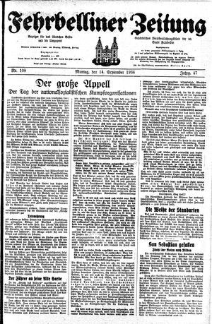 Fehrbelliner Zeitung vom 14.09.1936