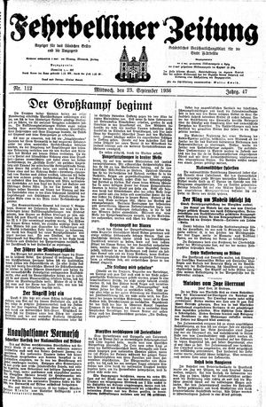 Fehrbelliner Zeitung vom 23.09.1936
