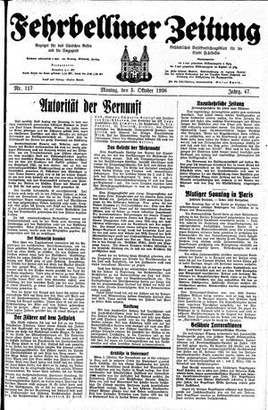 Fehrbelliner Zeitung vom 05.10.1936