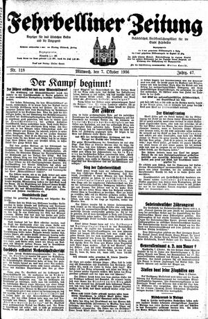 Fehrbelliner Zeitung vom 07.10.1936