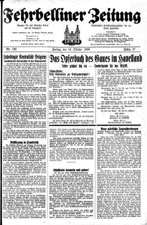 Fehrbelliner Zeitung vom 16.10.1936