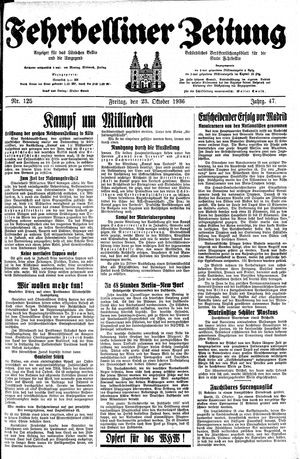 Fehrbelliner Zeitung vom 23.10.1936