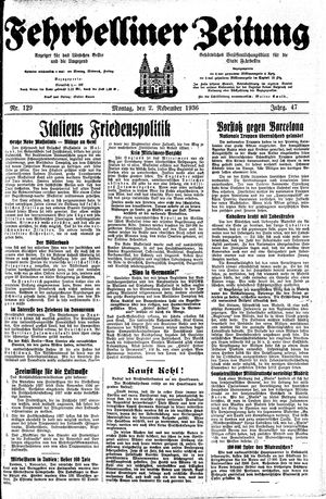 Fehrbelliner Zeitung vom 01.11.1936
