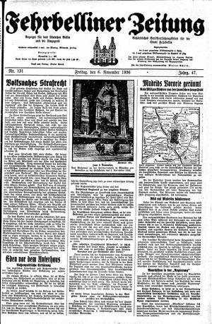Fehrbelliner Zeitung vom 06.11.1936