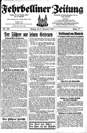 Fehrbelliner Zeitung vom 09.11.1936