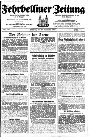 Fehrbelliner Zeitung vom 11.11.1936