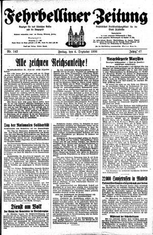 Fehrbelliner Zeitung vom 04.12.1936