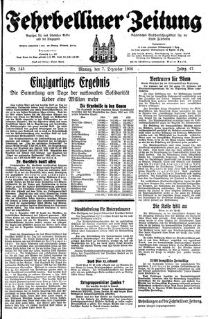 Fehrbelliner Zeitung vom 07.12.1936