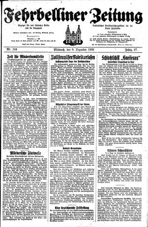 Fehrbelliner Zeitung vom 09.12.1936