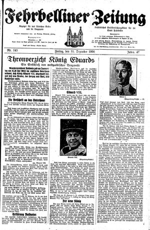 Fehrbelliner Zeitung vom 11.12.1936
