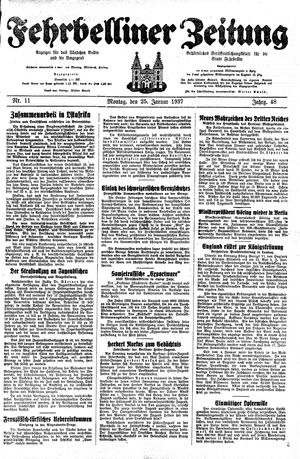 Fehrbelliner Zeitung vom 25.01.1937