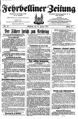 Fehrbelliner Zeitung vom 27.01.1937