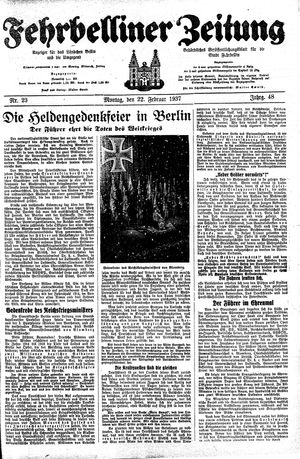 Fehrbelliner Zeitung vom 22.02.1937