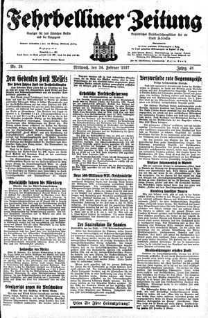 Fehrbelliner Zeitung vom 24.02.1937