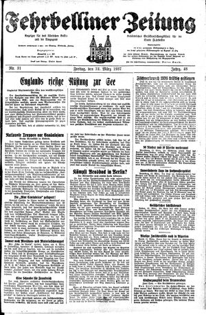 Fehrbelliner Zeitung on Mar 12, 1937