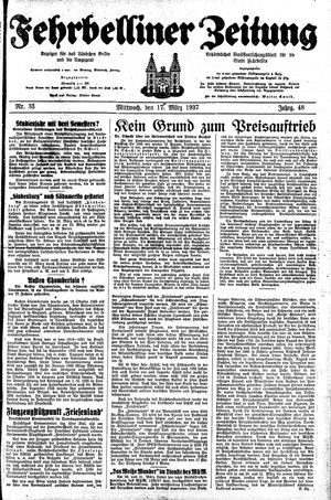 Fehrbelliner Zeitung vom 17.03.1937