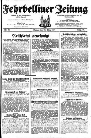 Fehrbelliner Zeitung vom 22.03.1937