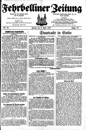 Fehrbelliner Zeitung vom 02.04.1937