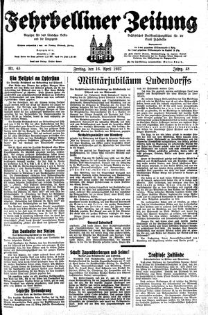 Fehrbelliner Zeitung vom 16.04.1937