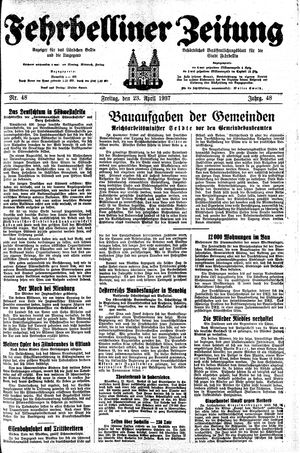 Fehrbelliner Zeitung vom 23.04.1937