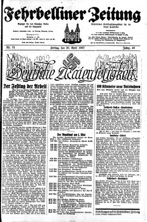 Fehrbelliner Zeitung vom 30.04.1937