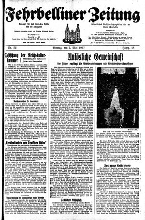 Fehrbelliner Zeitung on May 3, 1937