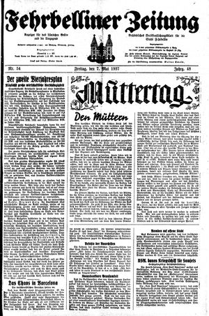Fehrbelliner Zeitung vom 07.05.1937