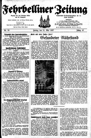 Fehrbelliner Zeitung on May 21, 1937