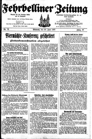 Fehrbelliner Zeitung vom 23.06.1937