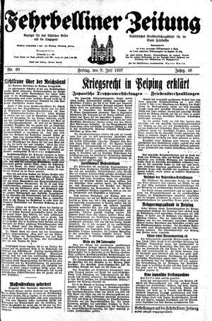 Fehrbelliner Zeitung vom 09.07.1937