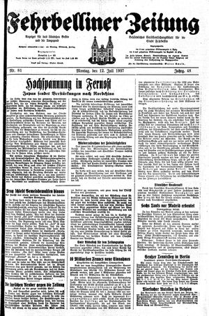 Fehrbelliner Zeitung vom 12.07.1937