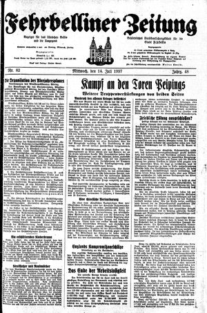 Fehrbelliner Zeitung vom 14.07.1937