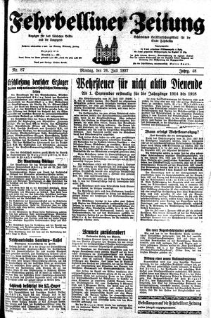 Fehrbelliner Zeitung vom 26.07.1937