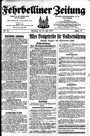 Fehrbelliner Zeitung vom 28.07.1937