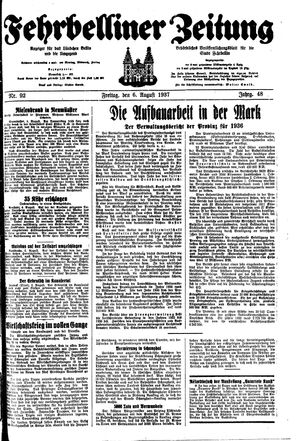 Fehrbelliner Zeitung vom 06.08.1937