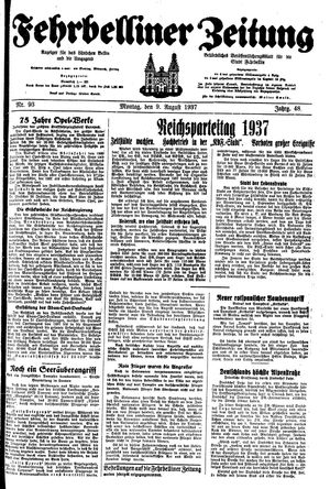 Fehrbelliner Zeitung vom 09.08.1937