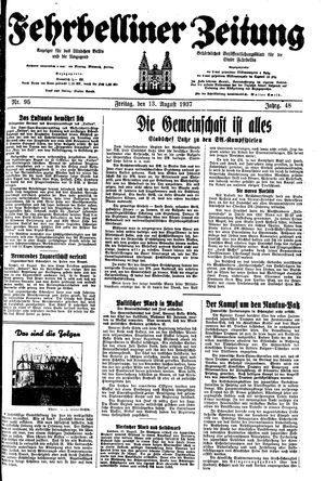 Fehrbelliner Zeitung vom 13.08.1937