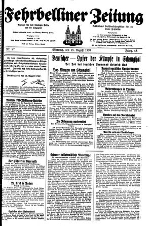 Fehrbelliner Zeitung vom 18.08.1937