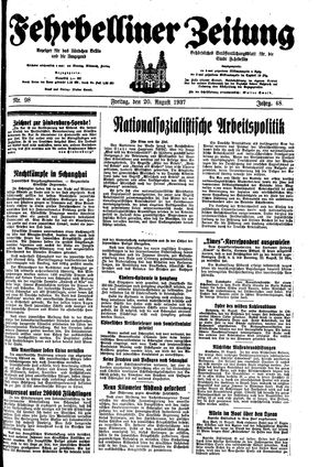 Fehrbelliner Zeitung vom 20.08.1937