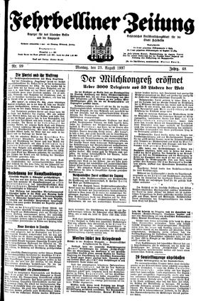 Fehrbelliner Zeitung vom 23.08.1937