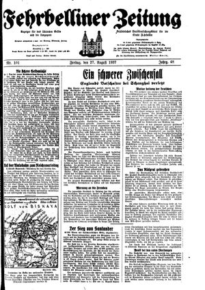 Fehrbelliner Zeitung vom 27.08.1937