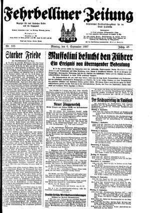 Fehrbelliner Zeitung vom 06.09.1937