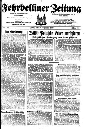 Fehrbelliner Zeitung vom 10.09.1937