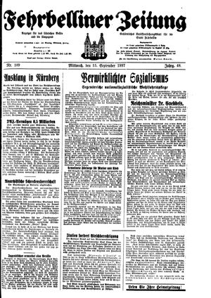 Fehrbelliner Zeitung vom 15.09.1937